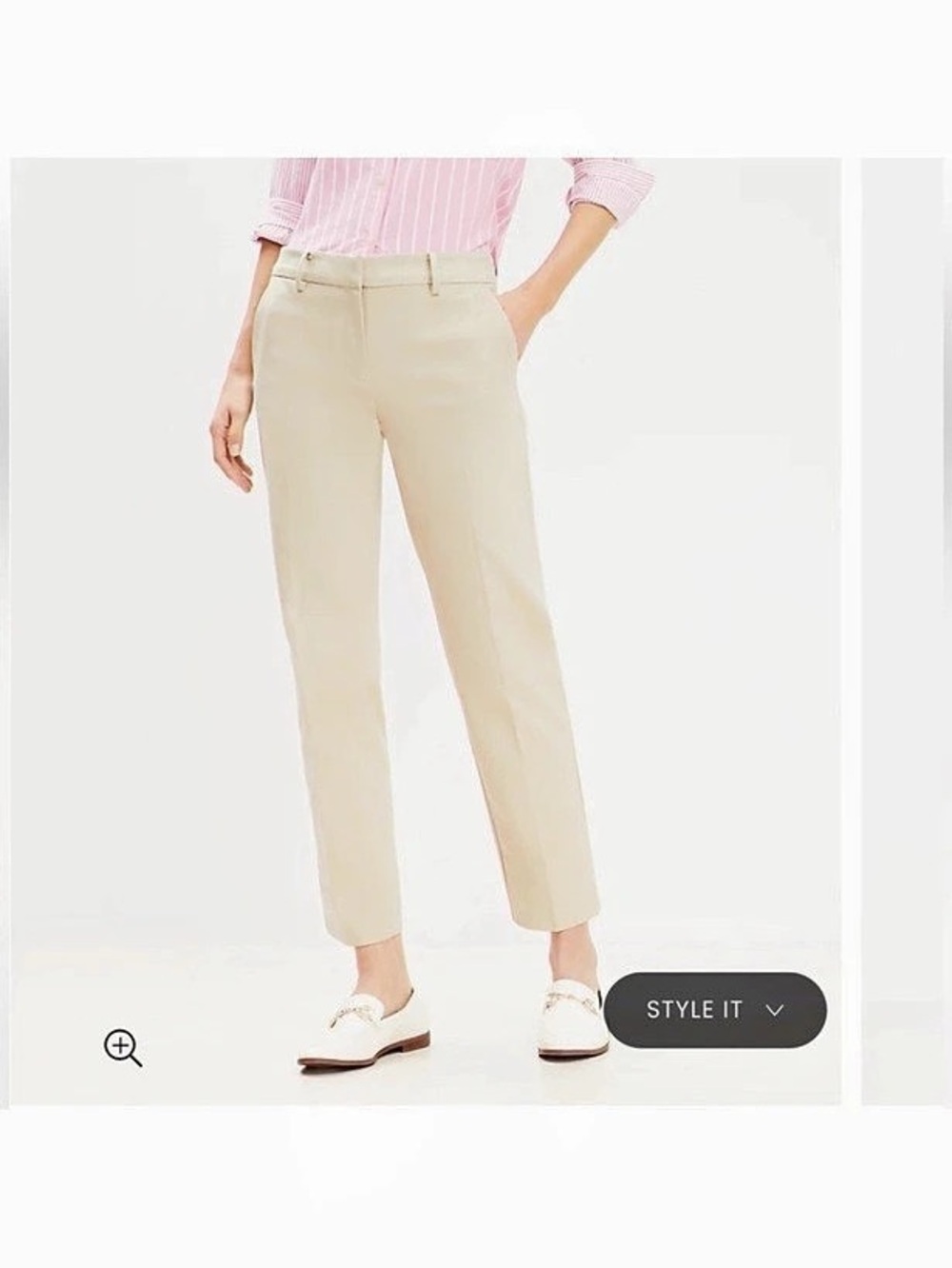 LOFT The Riviera Pants Cotton Pants Cream Size 2P Like New